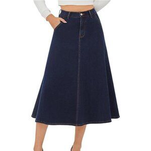 Women's Stretchy High Wasited A Line Dark Blue